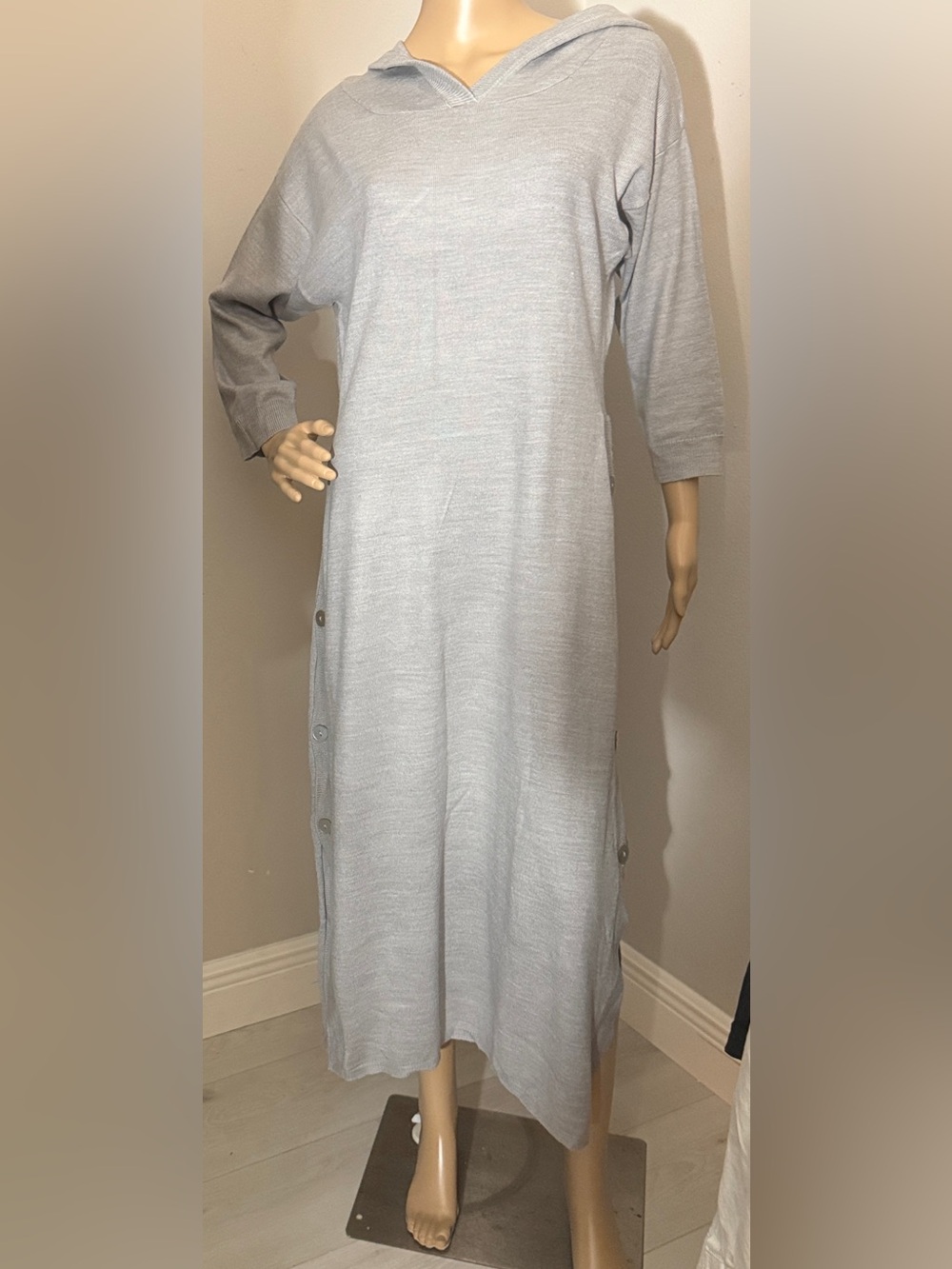 NWT NY&Co Soho Street Gray Hooded Maxi Sweater Dress M